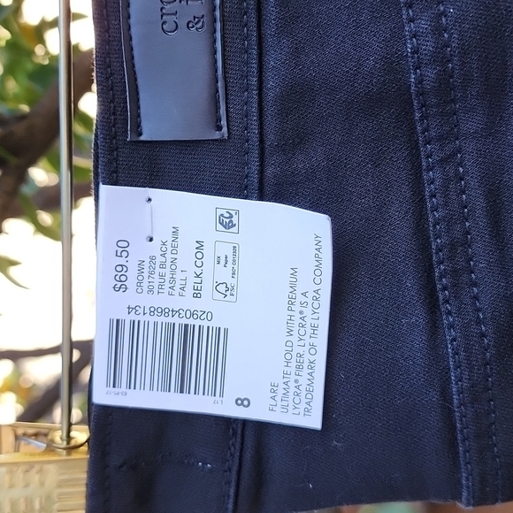 Crown & Ivy Women's Flare Denim Jeans in Size 8, True Black - Picture 11 of 12